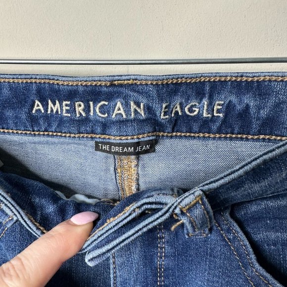 American Eagle Blue Distressed Super Hi-Rise Jegging Jeans Size 6 Regular - Picture 3 of 6